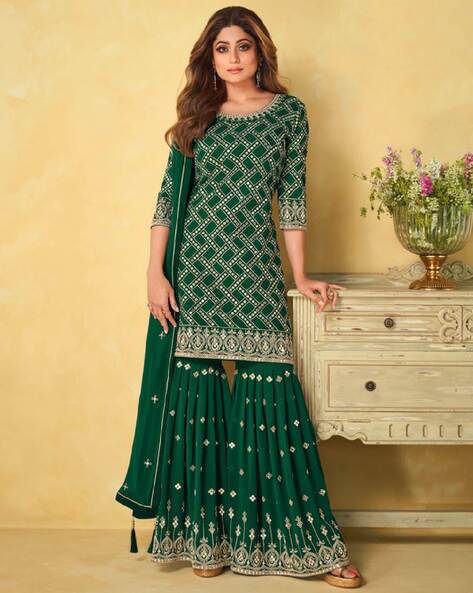 Women Embroidered Semi-Stitched Dress Material Price in India