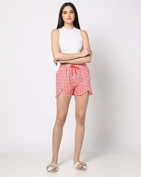 Buy Red White Pyjamas Shorts for Women by YOUSTA Online Ajio