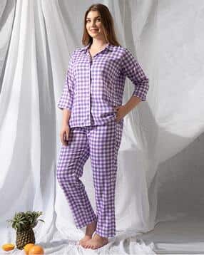 clovia Checked Shirt & Pyjamas Set-picture-17