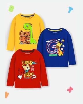 trampoline Pack of 3 Graphic Print Round-Neck T-Shirts-picture-47