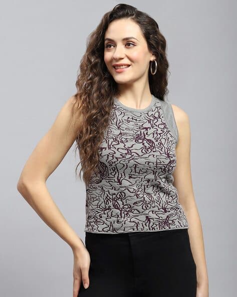 MONTE CARLO Women Printed Regular Fit Round-Neck Top