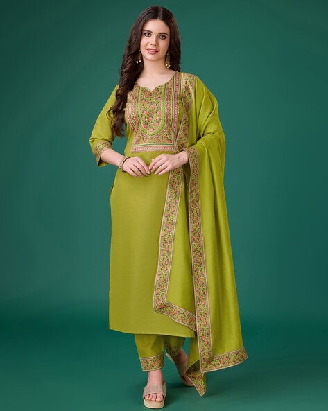 Women Floral Print Straight Kurta Suit Set Price in India