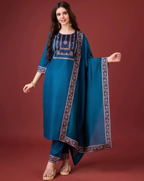 Women Floral Print Straight Kurta Suit Set Price in India