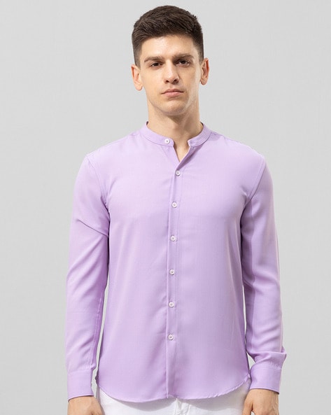 Slim Fit Shirt with Mandarin Collar