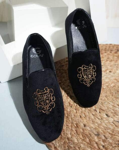 Boys Embroidered Slip-On Loafers
