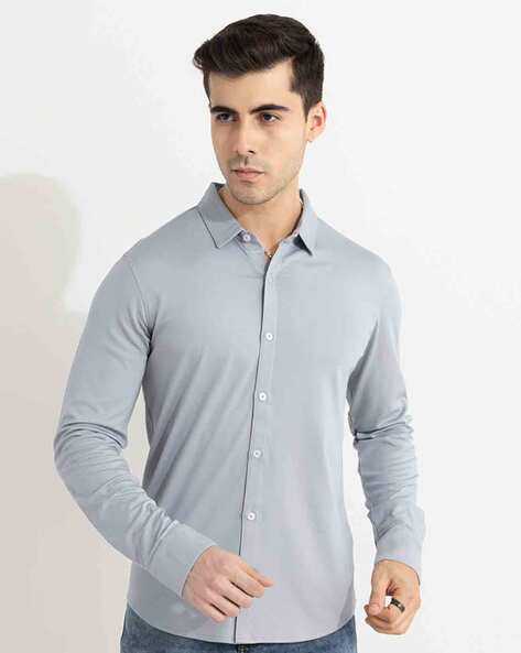 Slim Fit Shirt with Spread Collar