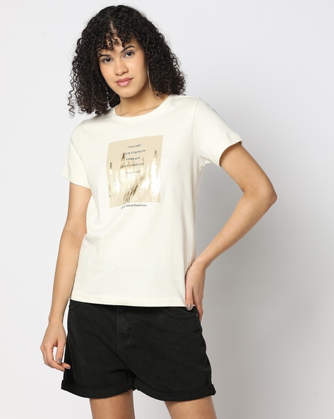 Women Graphic Print Regular Fit Crew-Neck T-Shirt