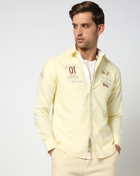 Embroidered Logo Tailored Fit Oxford Cotton Shirt