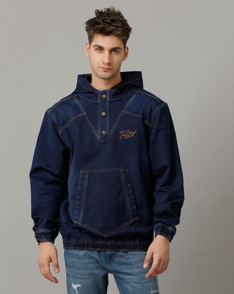 Buy Navy Blue Sweatshirt Hoodies for Men by Temple Of Denim