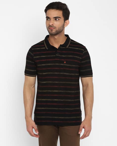 Men Striped Slim Fit Polo T-Shirt