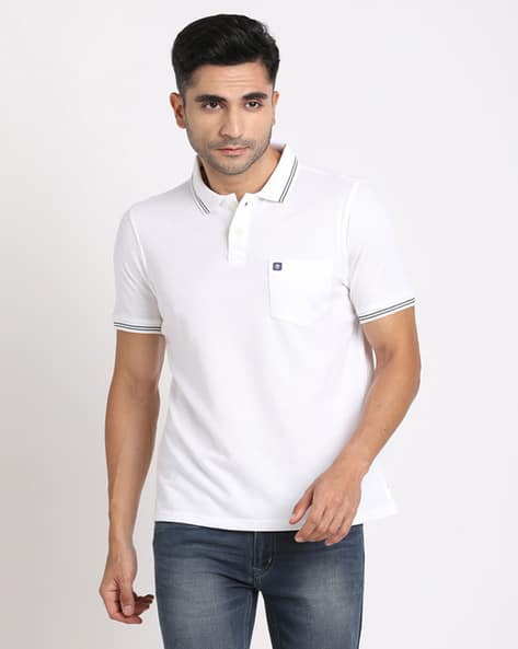 Men Slim Fit Polo T-Shirt with Patch Pocket