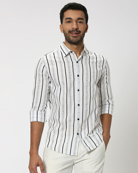 Mufti Men Striped Slim Fit Shirt