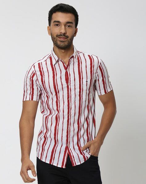 Mufti Men Striped Slim Fit Shirt