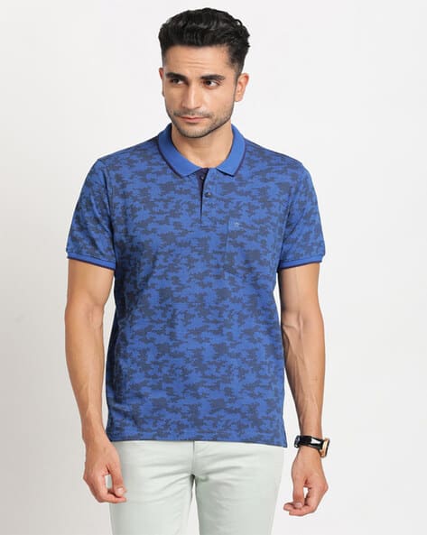 Men Printed Slim Fit Polo T-Shirt with Patch Pocket
