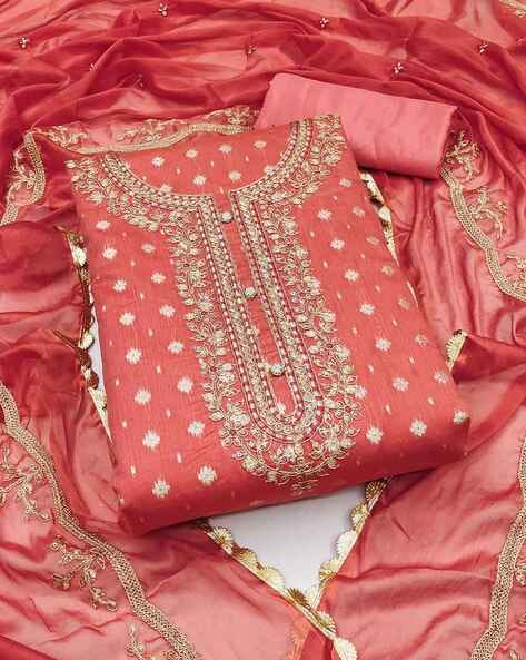 Women Embroidered 3-Piece Dress Material Price in India