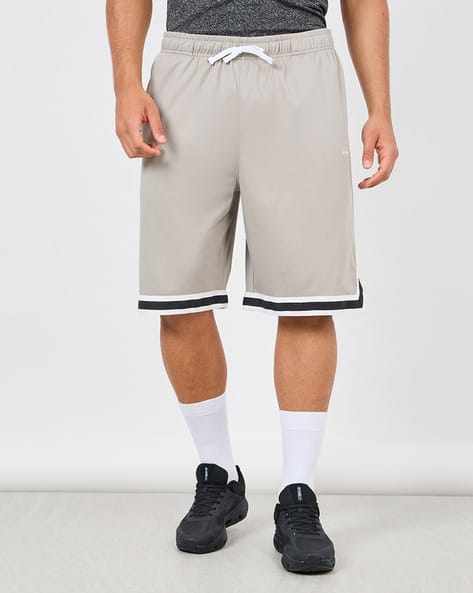 Styli Men Ultra Soft Basketball Shorts with Contrast Tape Hem Detail