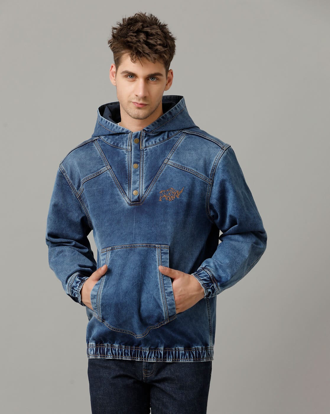 Buy Indigo Sweatshirt & Hoodies for Men by Temple Of Denim Online