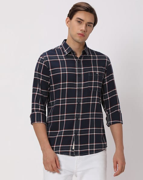 Men Checked Slim Fit Cotton Shirt