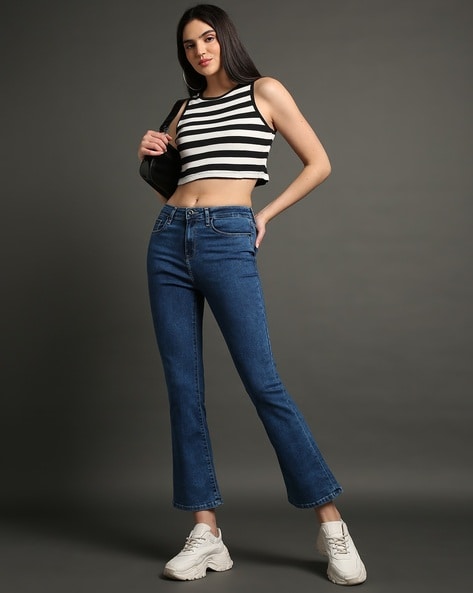 Women Light-Wash High-Rise Bootcut Fit Jeans