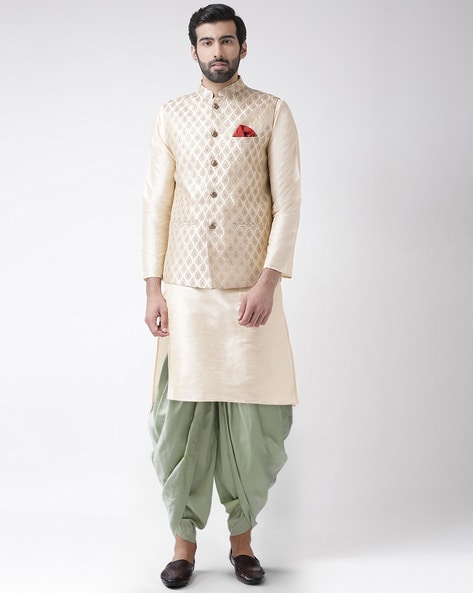 Buy Cream 2 Piece Ethnic Suit for Men by KISAH Online Ajio