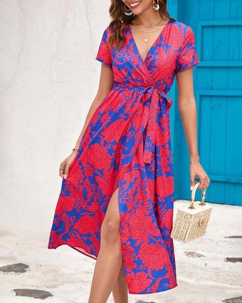 Buy Blue Red Dresses for Women by Yuniqee Online