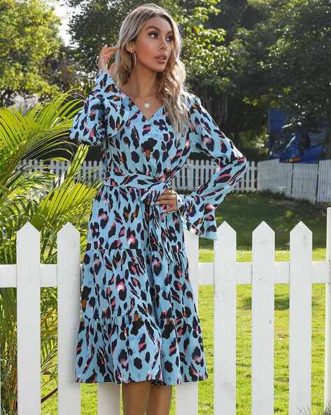 Womens Dresses Leopard Print Tiered Dress Threadbare Women's Green