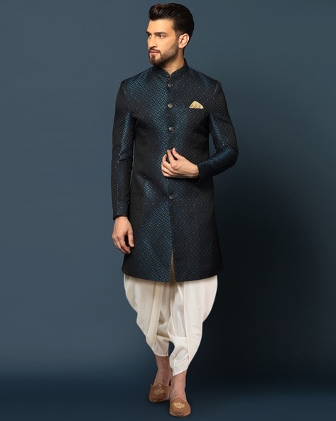 Buy Navy Blue Cream Sherwani Sets for Men by KISAH Online Ajio