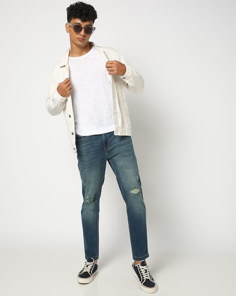 Men Heavy-Wash Relaxed Fit Distressed Jeans