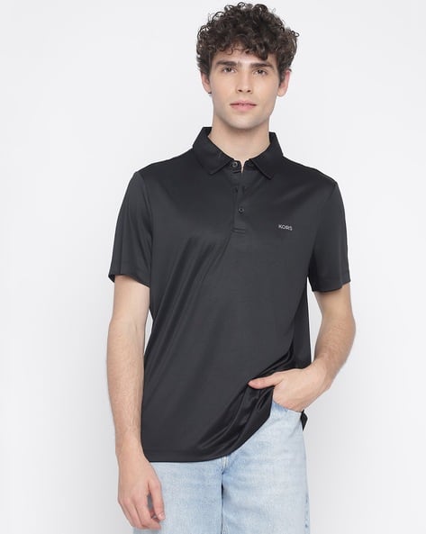 Buy Michael Kors Solid Relaxed Fit Polo T-Shirt | Black Color Men