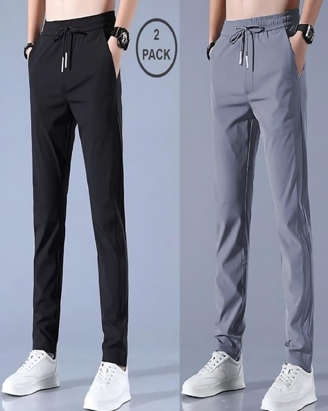 Buy Black Grey Track Pants for Men by VISIT WEAR Online Ajio