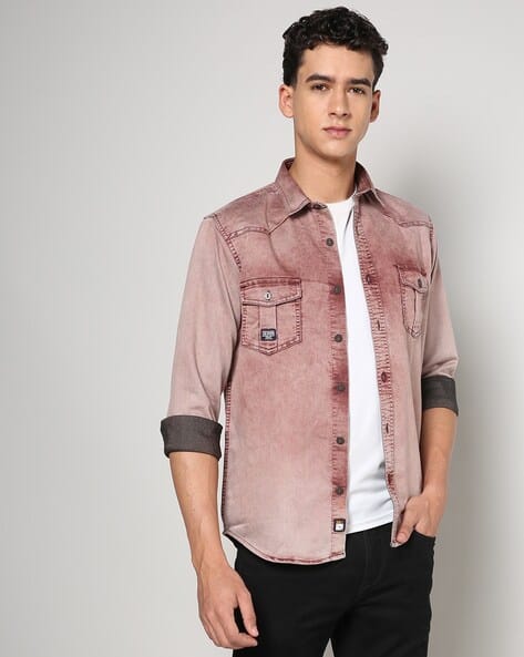 Men Slim Fit Denim Shirt