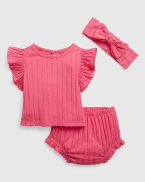 Striped Top & Shorts with Headband-image-5