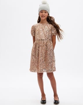 gap kids Girls Sequinned Embellished Fit & Flare Dress-picture-22