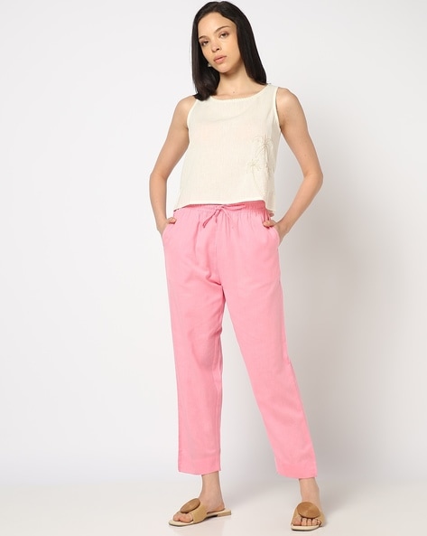 Women Mid-Rise Flat-Front Pants Price in India