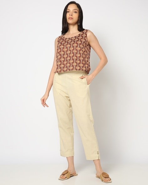 Women Flat-Front Straight Pants Price in India