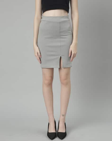 Ajio Oasis Pencil Skirt In Grey LADIES FITTED BODYCON PENCIL SKIRT