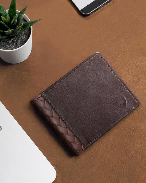 HIDESIGN Leather Bi-Fold Wallet with Braided Panel