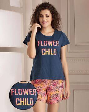 clovia Typographic Printed Nightwear Set-picture-47