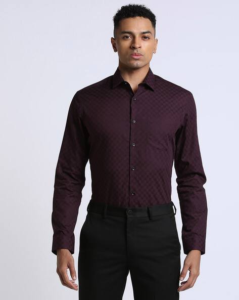 slim fit dress slacks Maroon Menswear Topwear Shirts main image 1