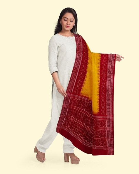 Ikat Print Traditional Sambalpuri Orissa Cotton Dupatta Price in India