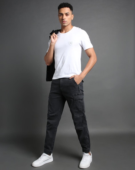 Men Regular Fit Denim Joggers