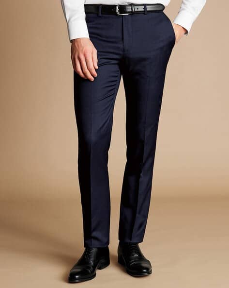 Buy CHARLES TYRWHITT Men Slim Fit Italian Suit Trousers Navy