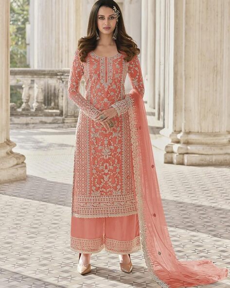 Women Embroidered 3-Piece Semistitched Anarkali Dress Material Price in India