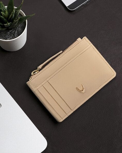 HIDESIGN Leather Card Holder with Zip Closure