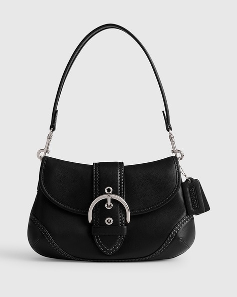 Coach black 2024 leather hobo bag