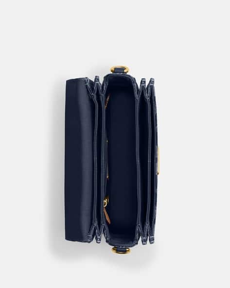 Buy Coach Signature Denim Rogue Medium Top Handle Bag | Navy Blue