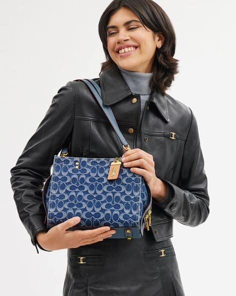 Buy Coach Signature Denim Rogue Medium Bag 25 | Blue Color Women