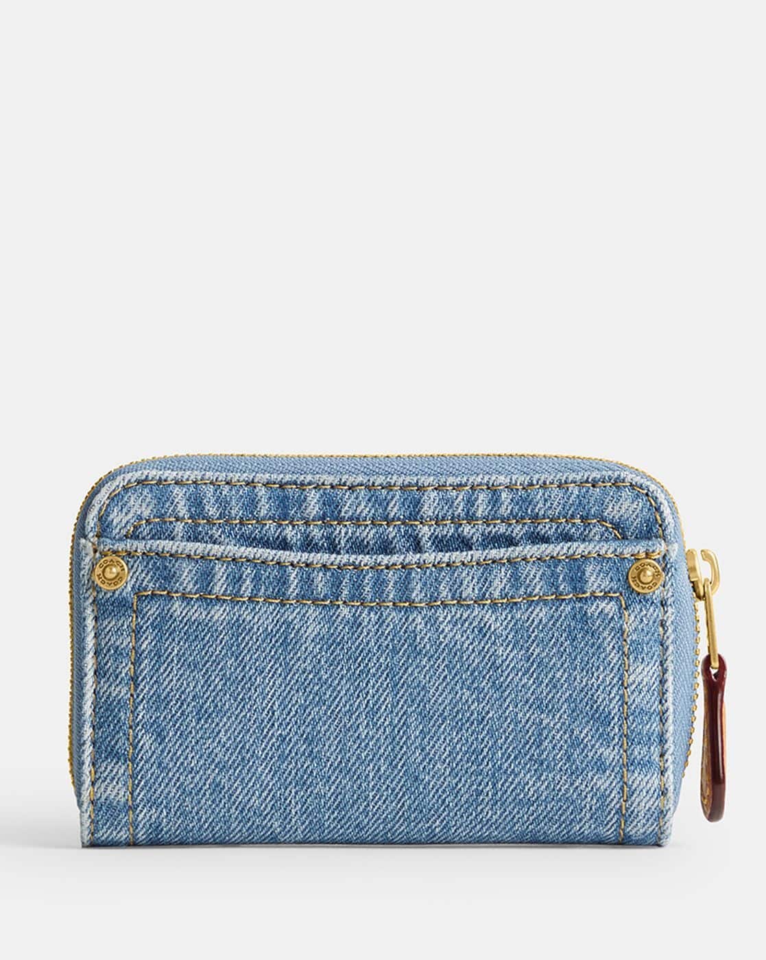 Buy Coach Essential Denim Small Zip-Around Card Case | Blue Color