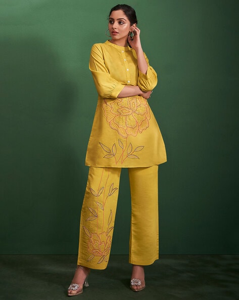 Embellished & Embroidered A-Line Kurta Set Price in India