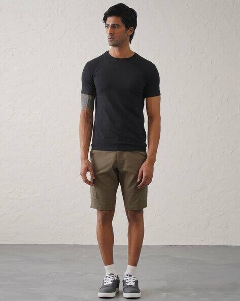 Buy Olive green Shorts 3/4ths for Men by Minusone Online